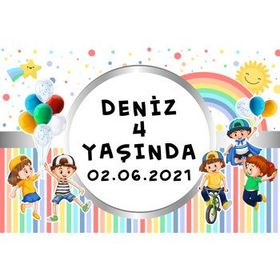 Digital Magnet Neşeli Çocuklar Temalı Doğum Günü Afiş