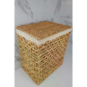 Digithome CL-11045 C1-1-121 Kahverengi Dikdörtgen Katlanabilir Kelebek Desenli Hasır Bambu Kirli Çamaşır Sepeti