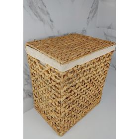Digithome CL-11045 C1-1-121 Kahverengi Dikdörtgen Katlanabilir Kelebek Desenli Hasır Bambu Kirli Çamaşır Sepeti