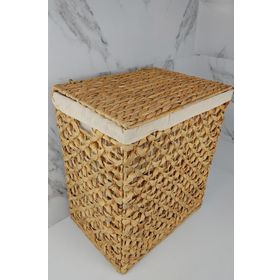 Digithome CL-11045 C1-1-121 Kahverengi Dikdörtgen Katlanabilir Kelebek Desenli Hasır Bambu Kirli Çamaşır Sepeti