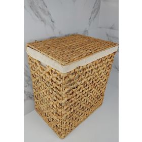 Digithome CL-11045 C1-1-121 Kahverengi Dikdörtgen Katlanabilir Kelebek Desenli Hasır Bambu Kirli Çamaşır Sepeti