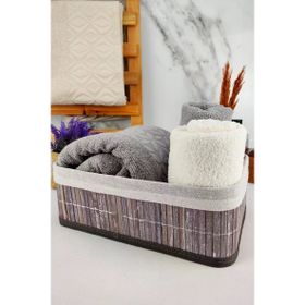 Digithome CL-6006-2 C1-1-121 Bambu Orta Boy Gri 29x19x10 cm Çok Amaçlı Saklama Kutusu Düzenleyici