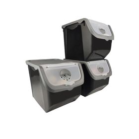 Digithome Coral 3'lü 12 lt Gri Soğan Patates Saklama Kabı