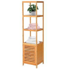 Digithome Db-0003 Bambu Tek Kapaklı 4 Raflı Çok Amaçlı Düzenleyici Dolap