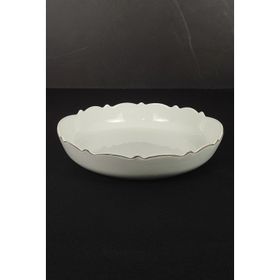 Digithome LMG 315-L Wave Porselen Yuvarlak Yaldızlı Sunum Tabağı