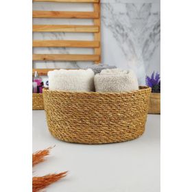 Digithome PNL-PH22 S/3 C1-1-100 Oval Düzenleyici 28 cm Kahverengi Hasır Banyo ve Makyaj Organizer Sepeti