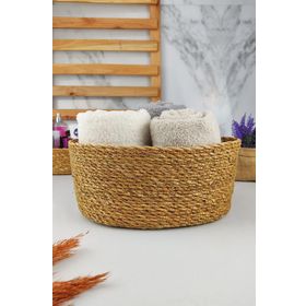 Digithome PNL-PH22 S/3 C1-1-100 Oval Düzenleyici 28 cm Kahverengi Hasır Banyo ve Makyaj Organizer Sepeti