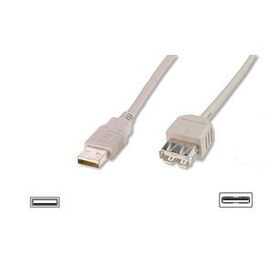 Digitus AK-300202-018-E 1.8 mt USB 2.0 to USB 2.0 Erkek-Dişi AWG28 UL Bej USB 2.0 Uzatma Kablosu