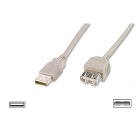 Digitus AK-300202-018-E 1.8 mt USB 2.0 to USB 2.0 Erkek-Dişi AWG28 UL Bej USB 2.0 Uzatma Kablosu