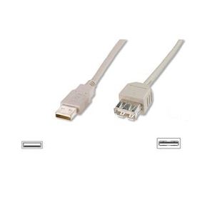 Digitus AK-300202-018-E 1.8 mt USB 2.0 to USB 2.0 Erkek-Dişi AWG28 UL Bej USB 2.0 Uzatma Kablosu