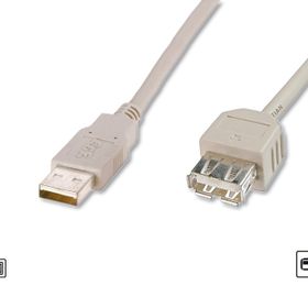 Digitus AK-300202-018-E 1.8 mt USB 2.0 to USB 2.0 Erkek-Dişi AWG28 UL Bej USB 2.0 Uzatma Kablosu