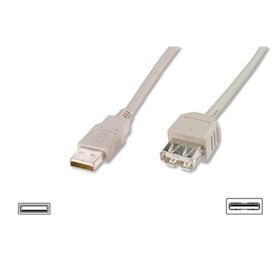 Digitus AK-300202-030-E 3M USB 2.0 Bej Uzatma Kablo