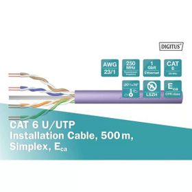 Digitus DK-1613-VH-5 CAT6 UTP 23AWG 500 m 0.50 mm Mor Makara Saf Bakır Kablo