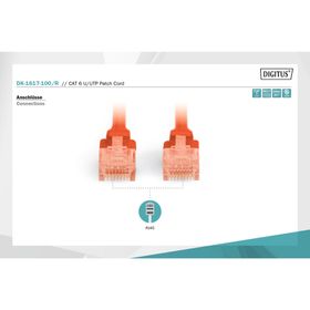 Digitus DK-1617-100/R 10 mt U/UTP CAT6 AWG26/7 Cu LSZH Kırmızı Patch Cord Kablo