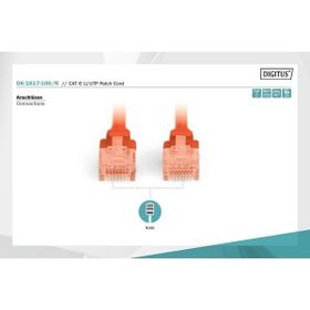 Digitus DK-1617-100/R 10 mt U/UTP CAT6 AWG26/7 Cu LSZH Kırmızı Patch Cord Kablo