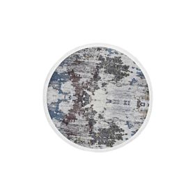 Diji Dekor Dijital Saçaklı Yuvarlak Yıkanabilir Antialaerjik Modern Mavi 80x80 cm Dekoratif Halı