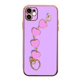 Dijitalindirim Ally iPhone 11 6.1 inç Kılıf Kalp Bileklik Tutuculu Lüx Silikon Askılı Kılıf