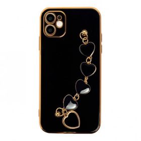 Dijitalindirim Ally iPhone 11 6.1 inç Kılıf Kalp Bileklik Tutuculu Lüx Silikon Askılı Kılıf