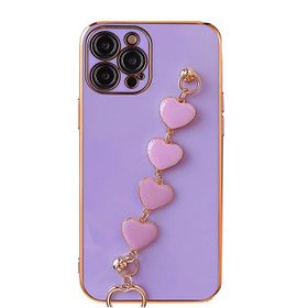 Dijitalindirim Ally iPhone 11 Pro Max 6.5 inç Kılıf Kalp Bileklik Tutuculu Lüx Silikon Askılı Kılıf