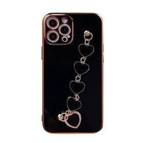 Dijitalindirim Ally iPhone 11 Pro Max 6.5 inç Kılıf Kalp Bileklik Tutuculu Lüx Silikon Askılı Kılıf