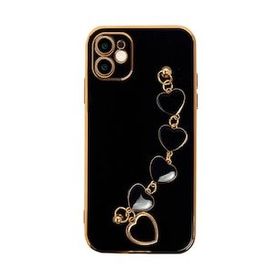 Dijitalindirim Ally iPhone 12 6.1 inç Kılıf Kalp Bileklik Tutuculu Lüx Silikon Askılı Kılıf
