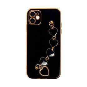 Dijitalindirim Ally iPhone 12 6.1 inç Kılıf Kalp Bileklik Tutuculu Lüx Silikon Askılı Kılıf