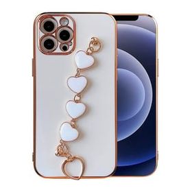 Dijitalindirim Ally iPhone 12 Pro 6.1 inç Kılıf Kalp Bileklik Tutuculu Lüx Silikon Askılı Kılıf