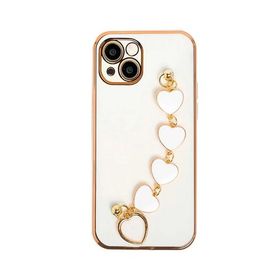 Dijitalindirim Ally iPhone 13 Mini 5.4 inç Kılıf Kalp Bileklik Tutuculu Lüx Silikon Askılı Kılıf