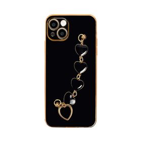 Dijitalindirim Ally iPhone 13 Mini 5.4 inç Kılıf Kalp Bileklik Tutuculu Lüx Silikon Askılı Kılıf