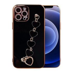 Dijitalindirim Ally iPhone 13 Pro 6.1 inç Kılıf Kalp Bileklik Tutuculu Lüx Silikon Askılı Kılıf