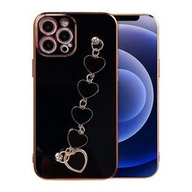 Dijitalindirim Ally iPhone 13 Pro 6.1 inç Kılıf Kalp Bileklik Tutuculu Lüx Silikon Askılı Kılıf