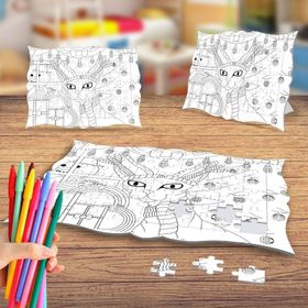 Dikkatli Bakan Kedi Boyama Puzzle Tablo