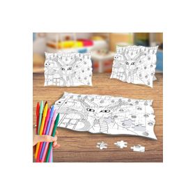 Dikkatli Bakan Kedi Boyama Puzzle Tablo