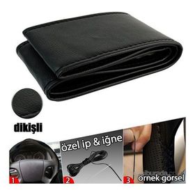 Dikmeli Deri Siyah Dikişli Direksiyon Kılıfı