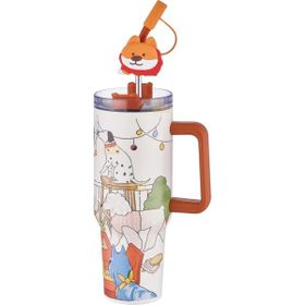 Diller 1200 ML Yeni Koleksiyon Sevimli Hayvanlar Tumbler Kulplu Paslanmaz Çelik Termos