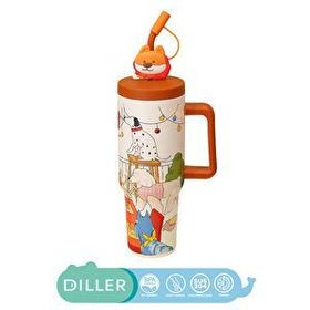 Diller 1200 ML Yeni Koleksiyon Sevimli Hayvanlar Tumbler Kulplu Paslanmaz Çelik Termos
