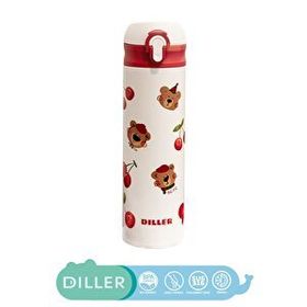 Diller 480 ML Yeni Koleksiyon Sevimli Hayvanlar Desenli Pipetli Kilitlenebilir Kapak Paslanmaz Çelik Termos