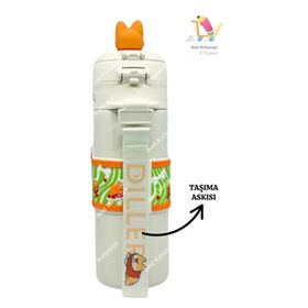 Diller 520 ml Sevimli Köpek Çift Kapaklı Çelik Termos
