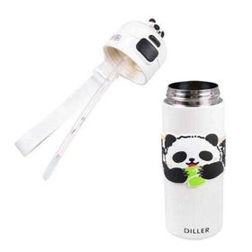 Diller 600 ml Sevimli Panda Çift Kapaklı Çelik Termos