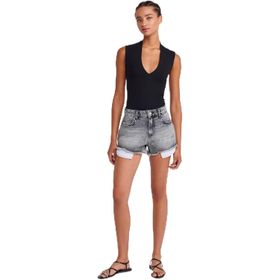 Dilvin 01A72014 Antrasit Kadın Kar Yıkama Kısa Denim Şort