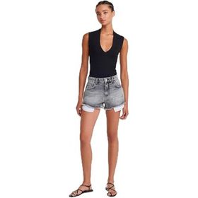 Dilvin 01A72014 Antrasit Kadın Kar Yıkama Kısa Denim Şort