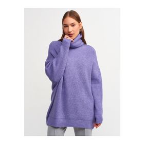 Dilvin 101A02268 Lavanta Balıkçı Yaka Geniş Kadın Kazak