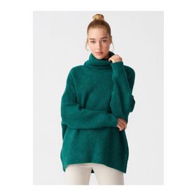 Dilvin 101A02268 Zümrüt Balıkçı Yaka Geniş Kazak