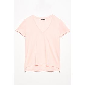 Dilvin 101A03470 Ekru V Yaka Basic Kadın T-shirt
