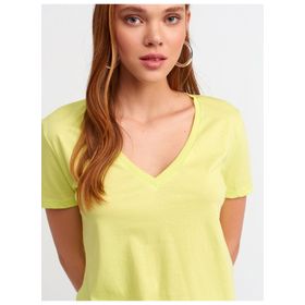 Dilvin 101A03470 Ekru V Yaka Basic Kadın T-shirt