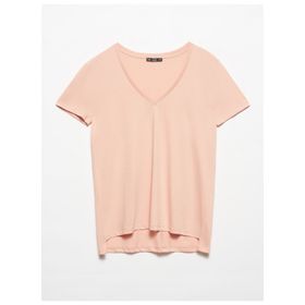 Dilvin 101A03470 Ekru V Yaka Basic Kadın T-shirt