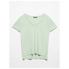 Dilvin 101A03470 Ekru V Yaka Basic Kadın T-shirt