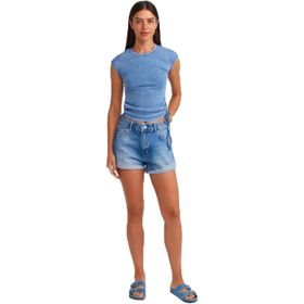 Dilvin 101A71676 Koyu Mavi Kadın Basic Denim Şort