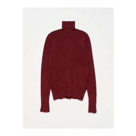 Dilvin 1268 Bordo Balıkçı Yaka Kolu Droplu Kazak