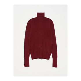 Dilvin 1268 Bordo Balıkçı Yaka Kolu Droplu Kazak
